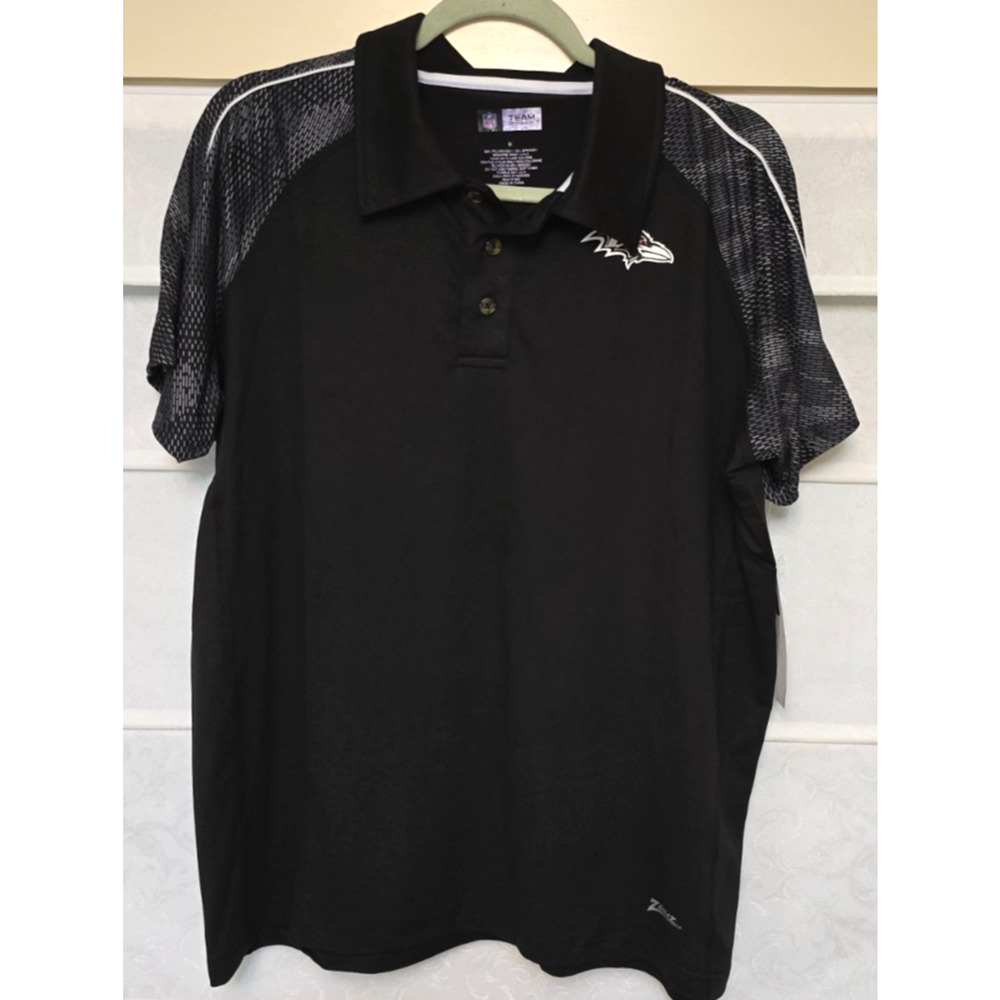 Baltimore Ravens Zubaz Polo Shirt Mens Medium NFL Team Apparel Black Performance